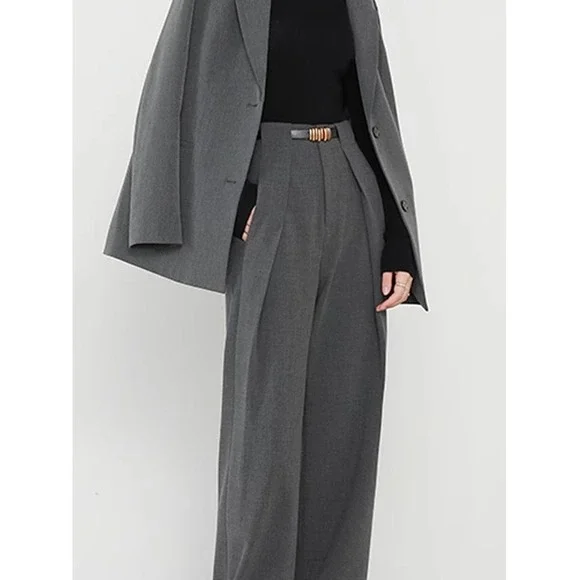 Commense Charcoal High-Waist Trousers - Picture 3 of 4